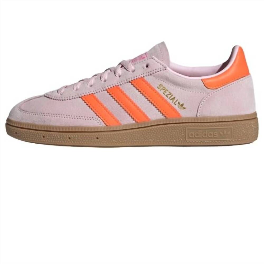 NEW ADIDAS women's handball spezial low top sneakers in clear pinksolar orange/g